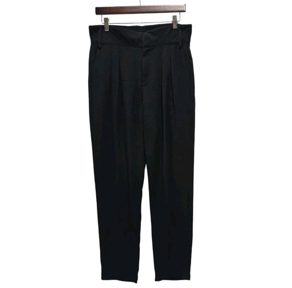 Sezane Austin Trousers Black Pleated High Waist Pants FR 38 US 6 Work Office
